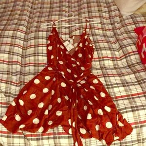 Ginger/white wrap dress